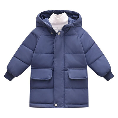 Zimná nová detská maskáčová páperová bunda s veľkým vlneným golierom pre chlapcov a dievčatá, stredne dlhá a dlhá bavlnená bunda, zahustený teplý kabát