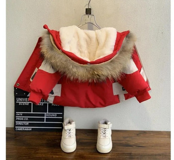 Winter Boys Warmth Αδιάβροχο Fleece Επενδεδυμένο Παλτό Χιονιού Βαμβακερή κουκούλα από γούνα για μωρά Therme μπουφάν Παιδικά Parka Παιδικά ρούχα 1-9 ετών
