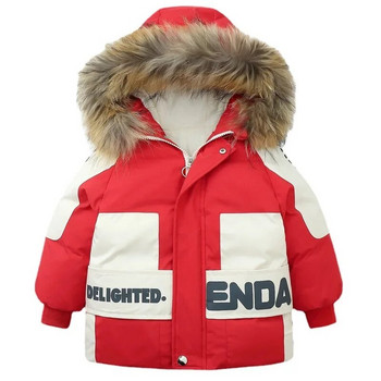 Winter Boys Warmth Αδιάβροχο Fleece Επενδεδυμένο Παλτό Χιονιού Βαμβακερή κουκούλα από γούνα για μωρά Therme μπουφάν Παιδικά Parka Παιδικά ρούχα 1-9 ετών