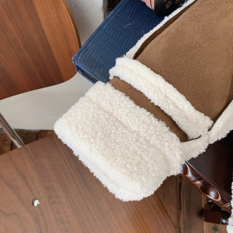 Stredne dlhá obojstranná kožušinová bunda pre chlapcov, zahustená teplá vetrovka, zamatová kapucňa, vrchné oblečenie z kórejskej voľnej bavlny