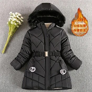 2024. aasta talvine tüdrukute jope, soe tuulekindel üleriided kapuutsiga lukuga karusnahast krae printsessimantel 5 6 7 8 9 10 10 12 aastased lasteriided