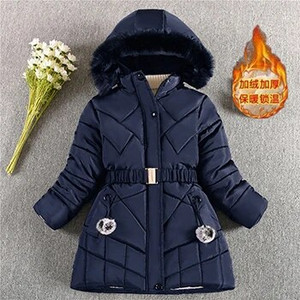 2024. aasta talvine tüdrukute jope, soe tuulekindel üleriided kapuutsiga lukuga karusnahast krae printsessimantel 5 6 7 8 9 10 10 12 aastased lasteriided