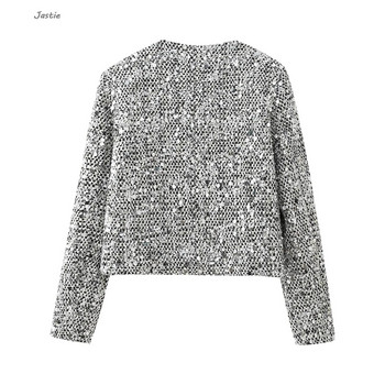 2024 Νέο γαλλικό τουίντ παγιέτες γυναικείο μπουφάν στρογγυλή λαιμόκοψη μακρυμάνικο χαλαρό casual fashion κοστούμι σακάκι