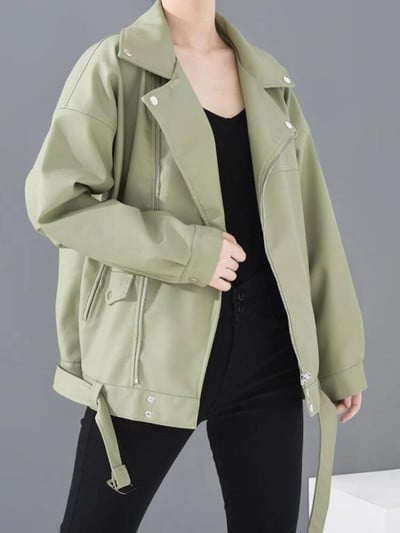 Sungtin női laza pu bőrdzseki fekete puha műbőr dzseki utcai motoros motoros bőrkabát női alkalmi felsőruházat