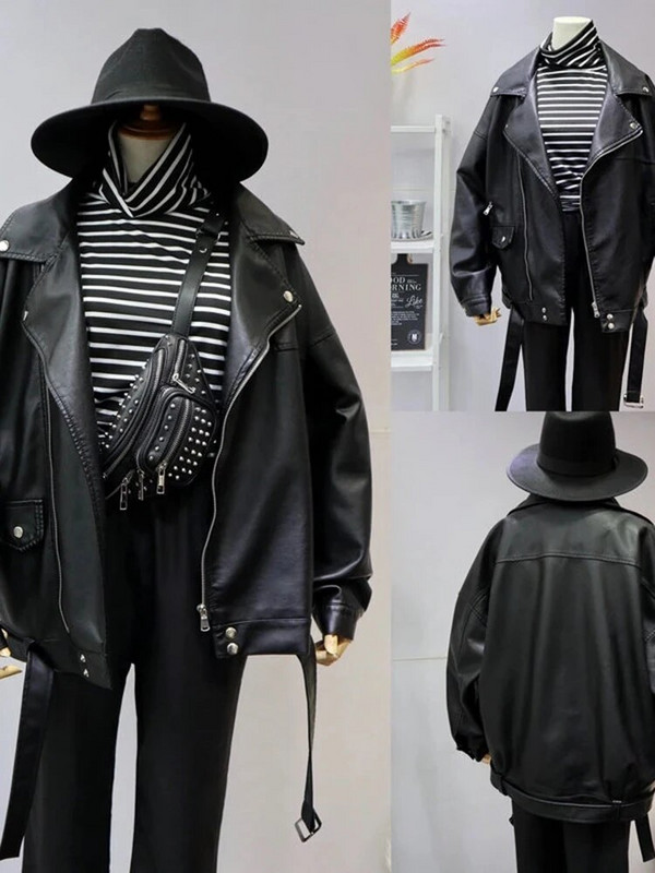 Sungtin női laza pu bőrdzseki fekete puha műbőr dzseki utcai motoros motoros bőrkabát női alkalmi felsőruházat