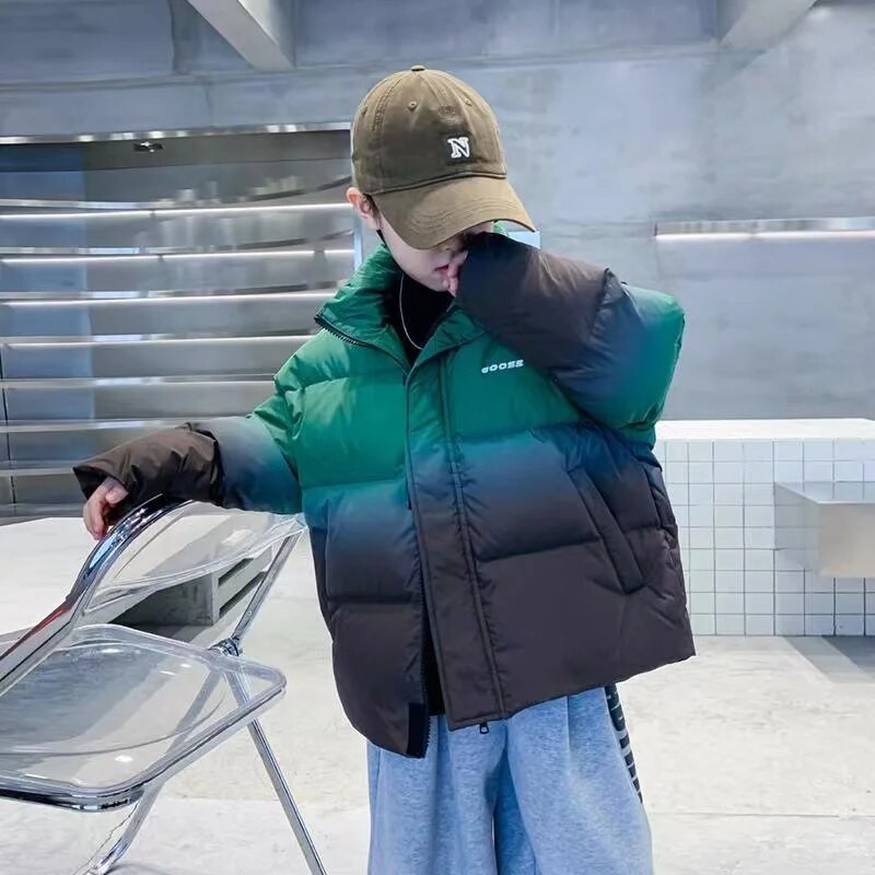 Detská páperová bavlnená bunda pre chlapcov, zimná hrubá bavlnená bunda, nový pekný zimný outfit pre bábätká, chlapčenská bavlnená bunda