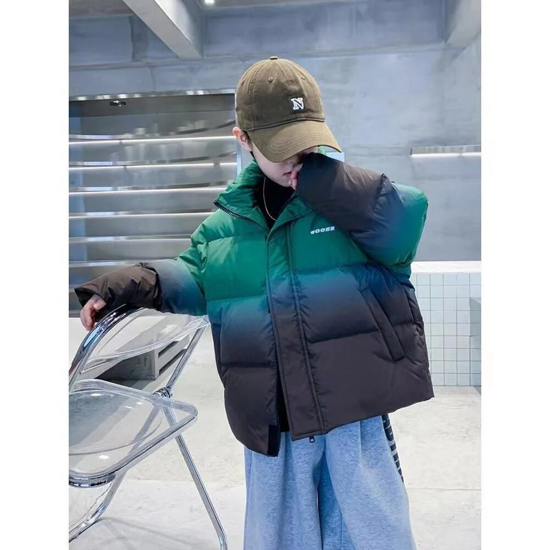 Detská páperová bavlnená bunda pre chlapcov, zimná hrubá bavlnená bunda, nový pekný zimný outfit pre bábätká, chlapčenská bavlnená bunda