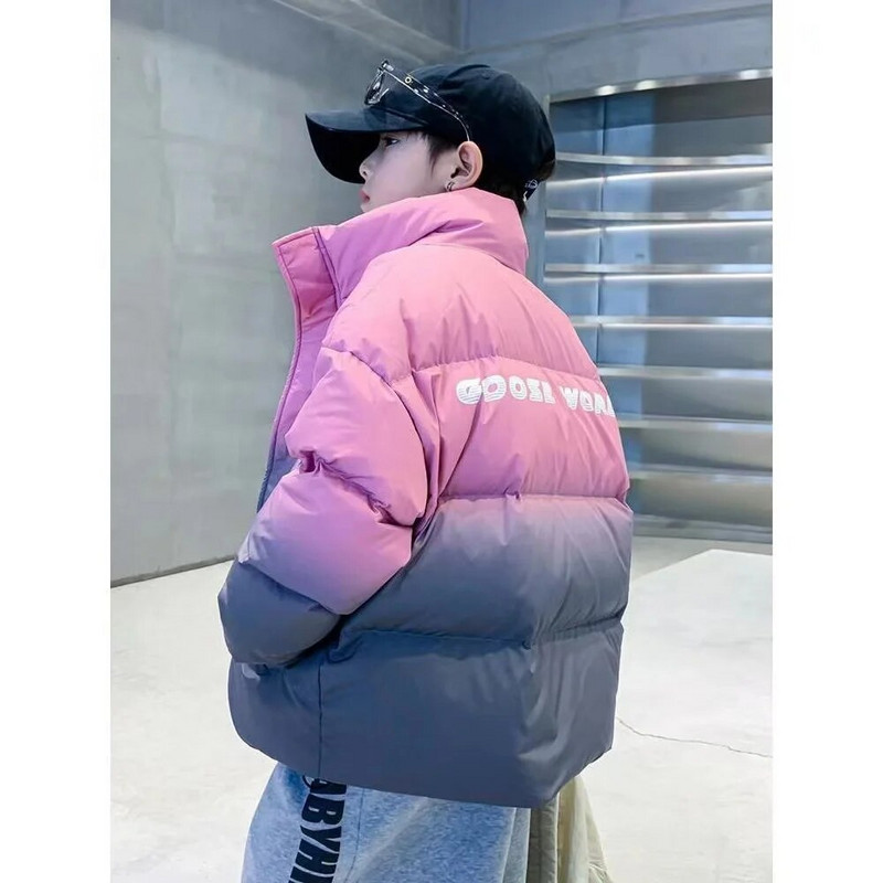 Detská páperová bavlnená bunda pre chlapcov, zimná hrubá bavlnená bunda, nový pekný zimný outfit pre bábätká, chlapčenská bavlnená bunda