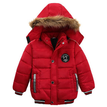 Μπουφάν για αγόρια Χειμερινό παχύ γούνινο γιακά με κουκούλα Παιδικό παλτό αντιανεμικό που διατηρείται ζεστό Αντισταθείτε στο σοβαρό κρύο Παιδικά εξωτερικά ενδύματα