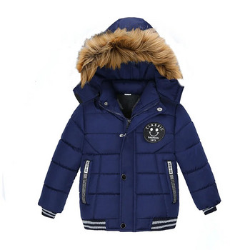 Μπουφάν για αγόρια Χειμερινό παχύ γούνινο γιακά με κουκούλα Παιδικό παλτό αντιανεμικό που διατηρείται ζεστό Αντισταθείτε στο σοβαρό κρύο Παιδικά εξωτερικά ενδύματα