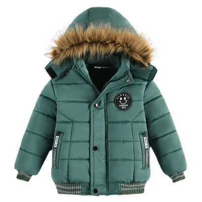 Poiste jakk Talvine paksendatud kapuutsiga karusnahast krae, tuulepluus, soojapidav mantel, talub tugevat külma, laste ülerõivad