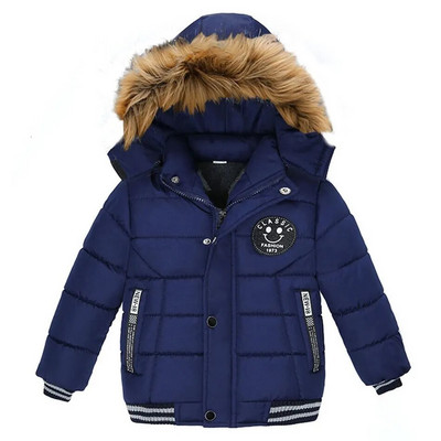 Poiste jakk Talvine paksendatud kapuutsiga karusnahast krae, tuulepluus, soojapidav mantel, talub tugevat külma, laste ülerõivad