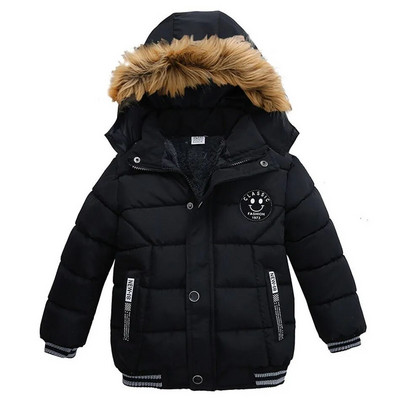 Poiste jakk Talvine paksendatud kapuutsiga karusnahast krae, tuulepluus, soojapidav mantel, talub tugevat külma, laste ülerõivad