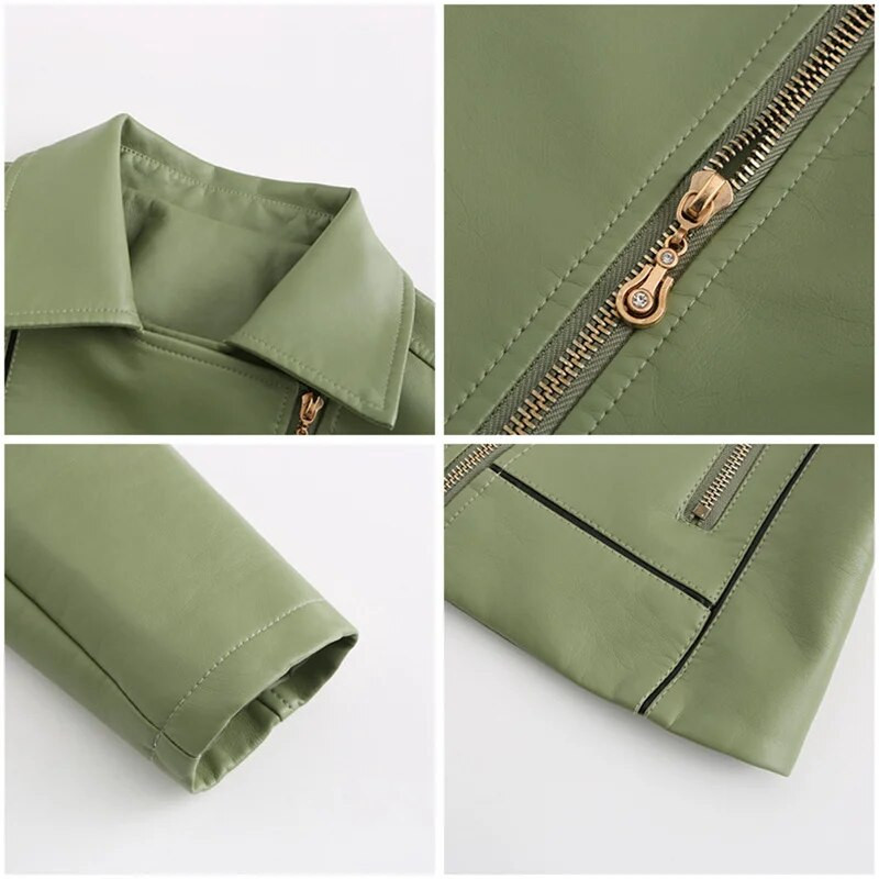 Punane PU kunstnahast jope Naiste mood vabaaja rattajoped Ülerõivad Naiste topid kevad ja sügis Must nahktagi jakk