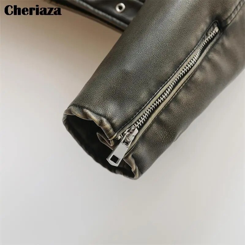 vintage mosott bőrkabát női bőr mozdony típusú PU kabát női kabát felső casaco de couro feminino chaqueta mujer