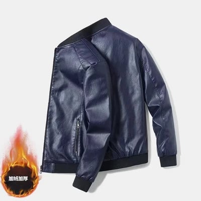 Jesenná a jarná pánska bunda so stojatým golierom, prírodná koža, tenký strih a zamatová módna bunda pre mládež, motocyklová bunda