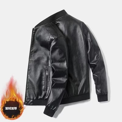 Jesenná a jarná pánska bunda so stojatým golierom, prírodná koža, tenký strih a zamatová módna bunda pre mládež, motocyklová bunda