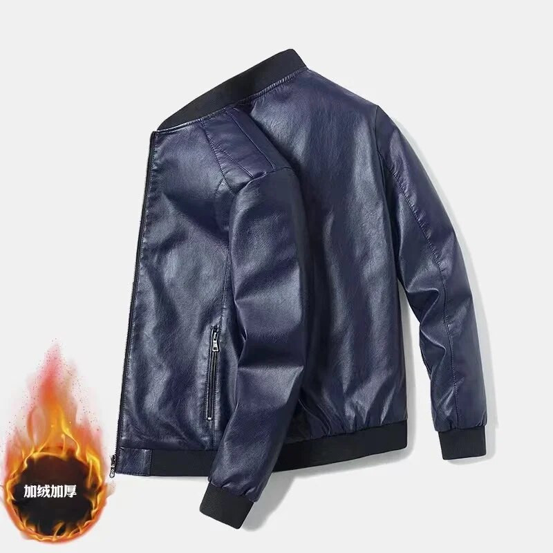 Jesenná a jarná pánska bunda so stojatým golierom, prírodná koža, tenký strih a zamatová módna bunda pre mládež, motocyklová bunda
