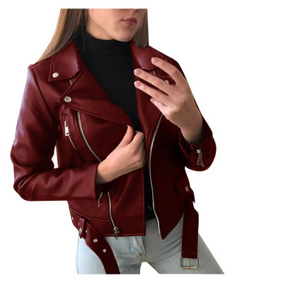 Jachetă de piele pentru femei, scurtă, slim-fit, 2022, nou Jachetă de piele pentru motociclist, iarnă, toamnă, jachete de piele, paltoane