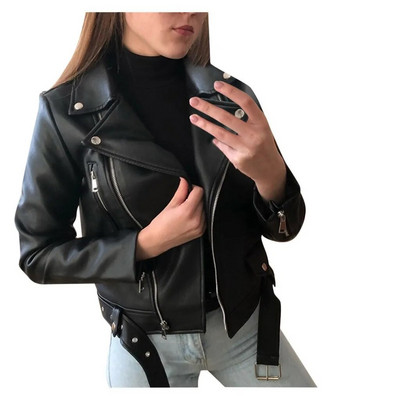 Jachetă de piele pentru femei, scurtă, slim-fit, 2022, nou Jachetă de piele pentru motociclist, iarnă, toamnă, jachete de piele, paltoane