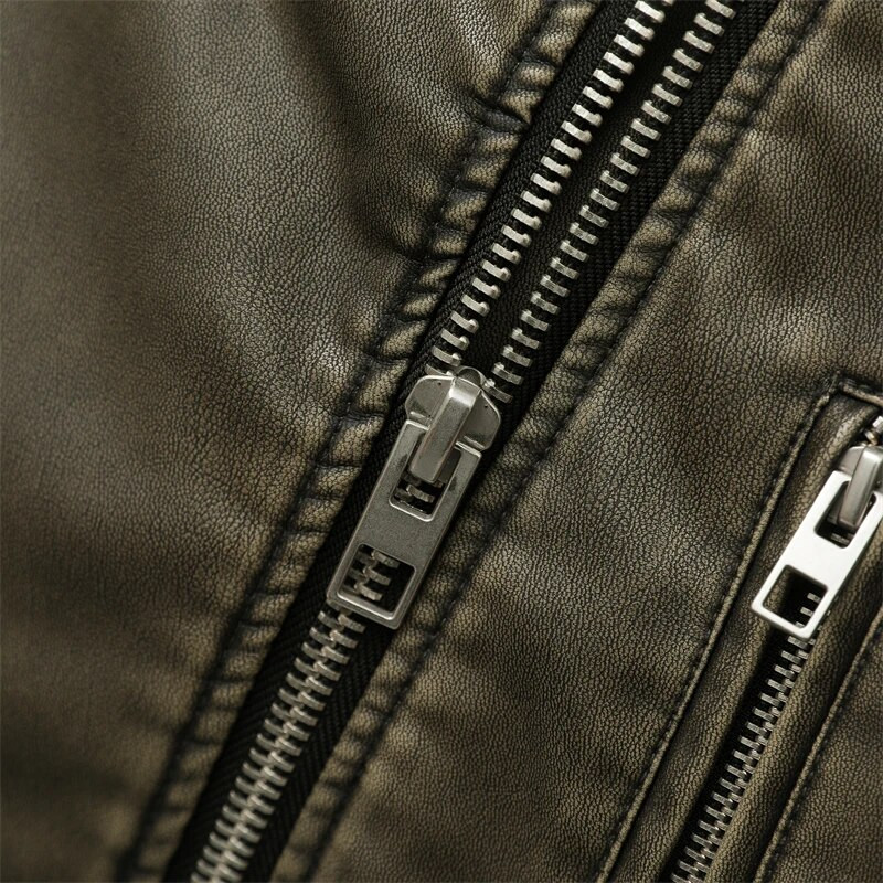 Jachetă de piele lavado cu cinturón pentru femeie, abrigo scurt cu cremallera degradată și cuello vuelto Vintage, jachetă elegantă