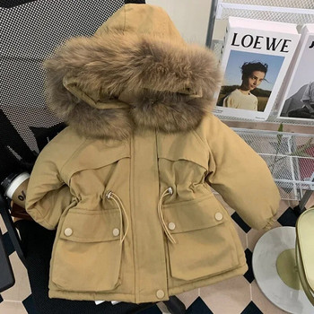 Зимни якета за момиче Бебешко яке с памучна подплата Детски удебелени паркове Детски момичета Кашмирено палто 2to9y