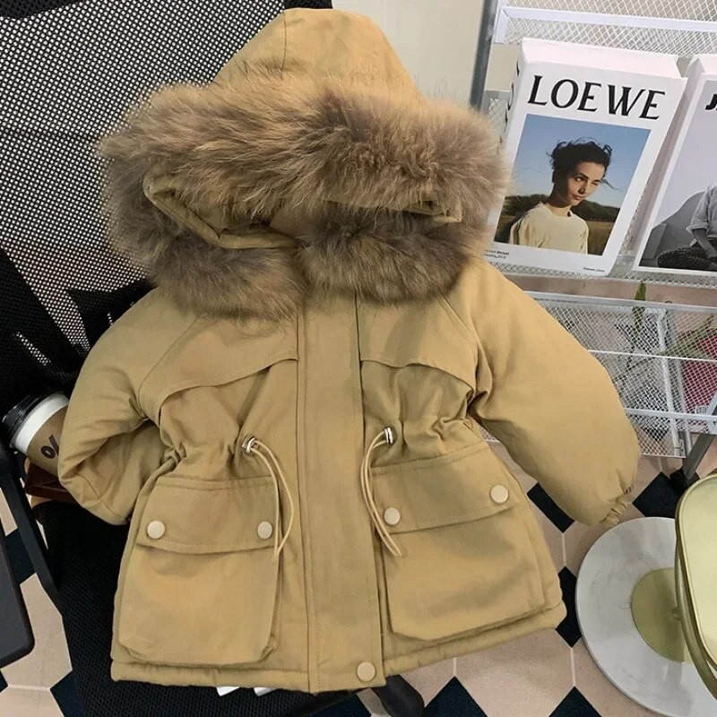 Žieminės mergaičių striukės kūdikiams medvilnine paminkštinta striukė vaikams sustorėjusi Parkas vaikiška kašmyro paltas nuo 2 iki 9 m.