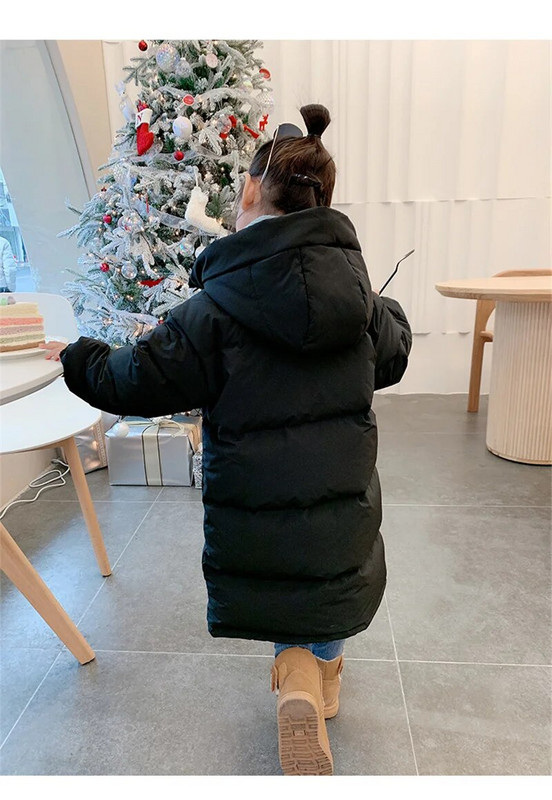 -30℃ Zimná páperová bavlnená bunda pre dievčatá, hrubá teplá kapucňa, detské oblečenie 3-12 rokov, detská parka, snežný overal, vrchné oblečenie