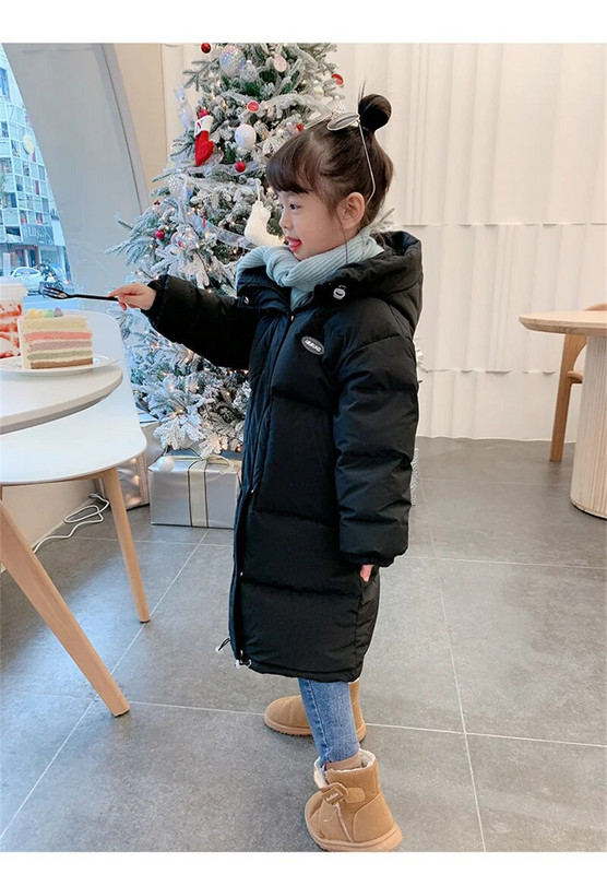 -30℃ Zimná páperová bavlnená bunda pre dievčatá, hrubá teplá kapucňa, detské oblečenie 3-12 rokov, detská parka, snežný overal, vrchné oblečenie