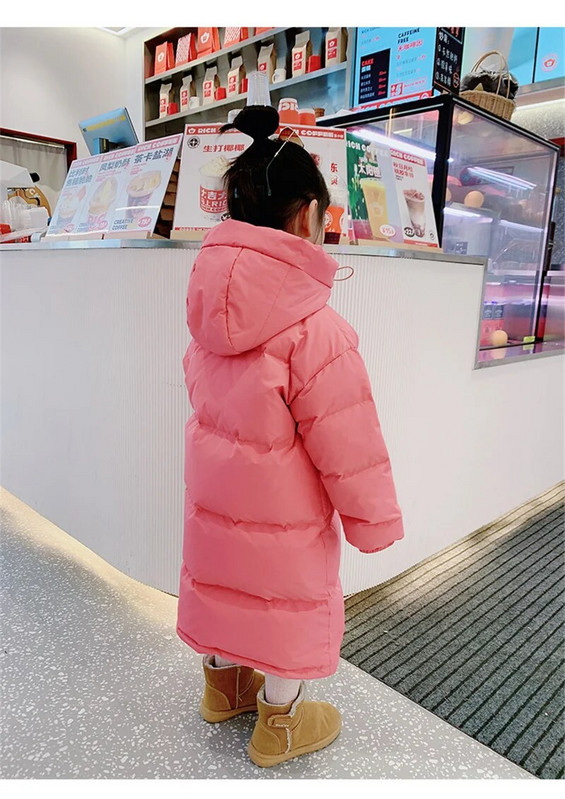 -30℃ Zimná páperová bavlnená bunda pre dievčatá, hrubá teplá kapucňa, detské oblečenie 3-12 rokov, detská parka, snežný overal, vrchné oblečenie