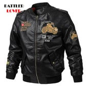 Őszi tél valódi bőr férfi tavaszi motoros motoros bőrkabát férfi hímzés bombázó pilóta punk hip-hop ruhák