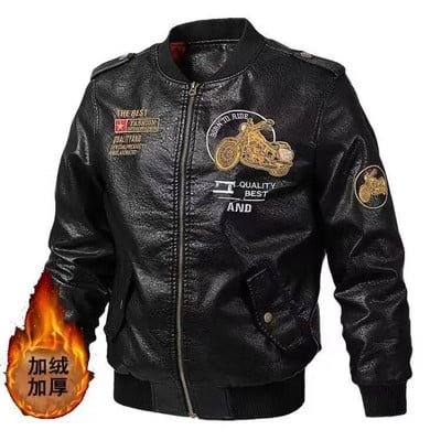 Őszi tél valódi bőr férfi tavaszi motoros motoros bőrkabát férfi hímzés bombázó pilóta punk hip-hop ruhák