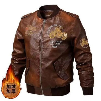 Őszi tél valódi bőr férfi tavaszi motoros motoros bőrkabát férfi hímzés bombázó pilóta punk hip-hop ruhák
