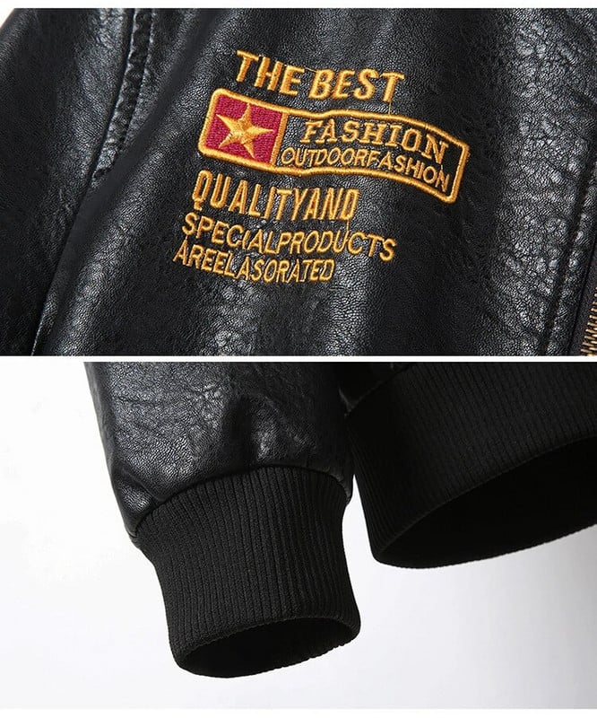 Őszi tél valódi bőr férfi tavaszi motoros motoros bőrkabát férfi hímzés bombázó pilóta punk hip-hop ruhák