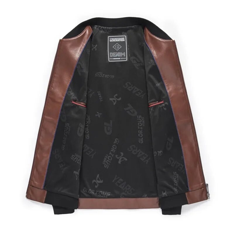 Jesenné nové oblečenie z pravej kože pre mužov, baseballový golier, ovčia bunda, krátky stand-up golier, tenký kabát, kožená bunda