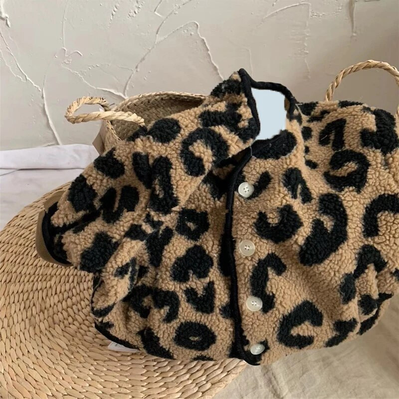 Mergaičių striukė leopardo rašto V formos iškirpte ir aksomu paminkštinta striukė medvilninė striukė 2021 m. nauja žieminė