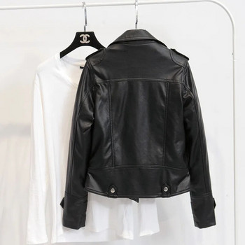 Νέο Loose PU Faux Leather Jacket Γυναικείο Classic Moto Biker Jacket Spring Autumn Lady Basic Coat Plus Size Outerwear