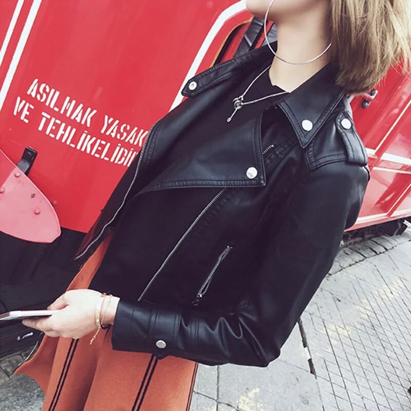 Uus lahtine PU kunstnahast jope Naiste klassikaline Moto Biker jope Kevad sügisene naiste mantel pluss suuruses ülerõivad