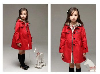 Нов детски подарък за рожден ден Суичър за момичета Пролет Есен Дълго стилно палто с качулка за момиче Детско яке Червена ветровка