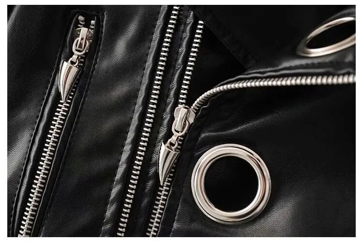 2023. aasta kevad-sügis naiste nahkjakk, uus moodne metallsõrmusmantel, lühikesed riided