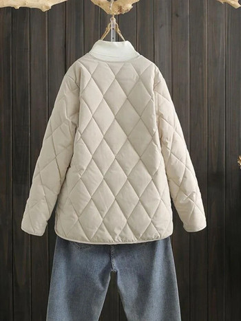 Γυναικεία Ρούχα 2023 Φθινόπωρο Χειμώνας Νέο Καπιτονέ σακάκι Φαρδιά Casual O λαιμό Γυναικεία παλτό Μόδα δρόμου Ευέλικτα μακρυμάνικα μπλουζάκια