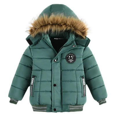 Detské oblečenie, dlhé plyšové a hrubé izolačné bavlnené kabáty s kapucňou pre deti vo veku 2-6 rokov, vetruodolné vrchné oblečenie