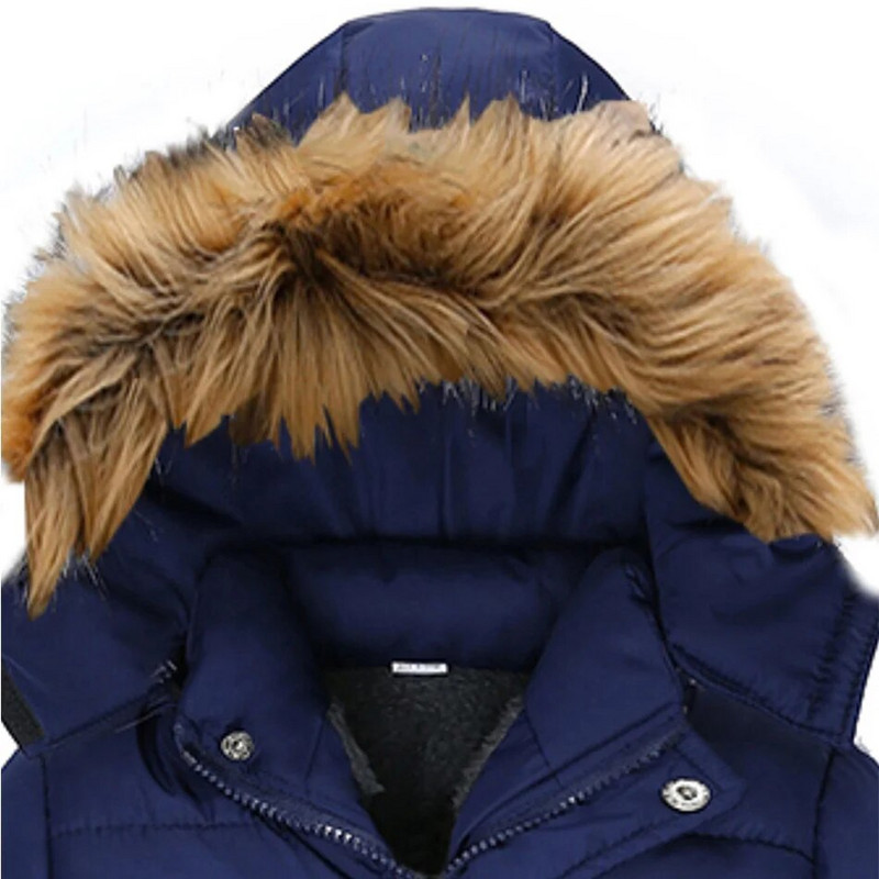 Detské oblečenie, dlhé plyšové a hrubé izolačné bavlnené kabáty s kapucňou pre deti vo veku 2-6 rokov, vetruodolné vrchné oblečenie