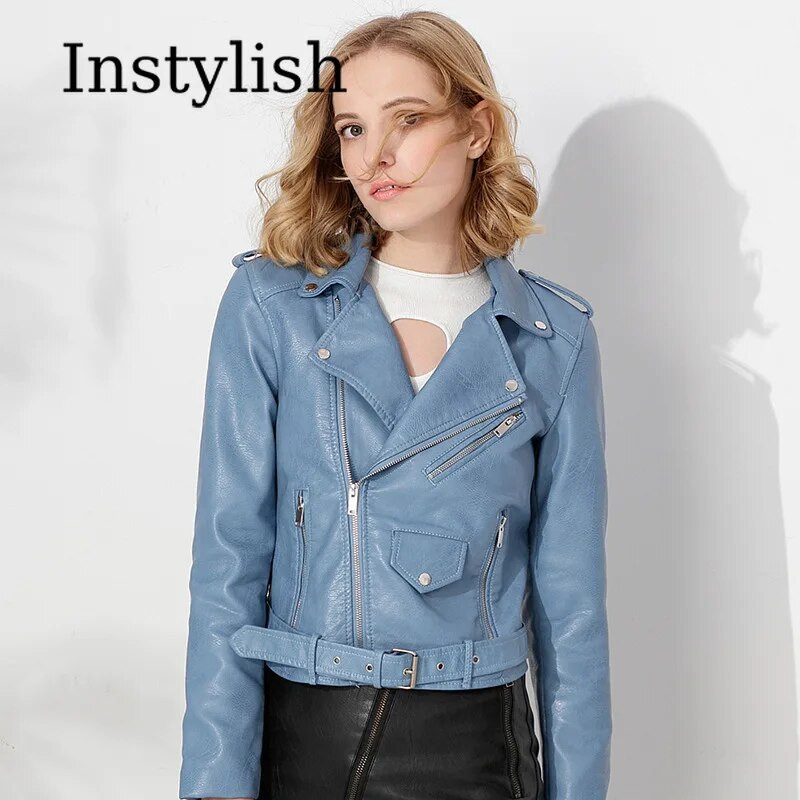 Jachetă elegantă din piele PU pentru femei, toamnă iarnă, cu mânecă lungă, cu rever, haină din piele artificială, vintage, Harajuku, cu fermoar, jachetă pentru motocicletă