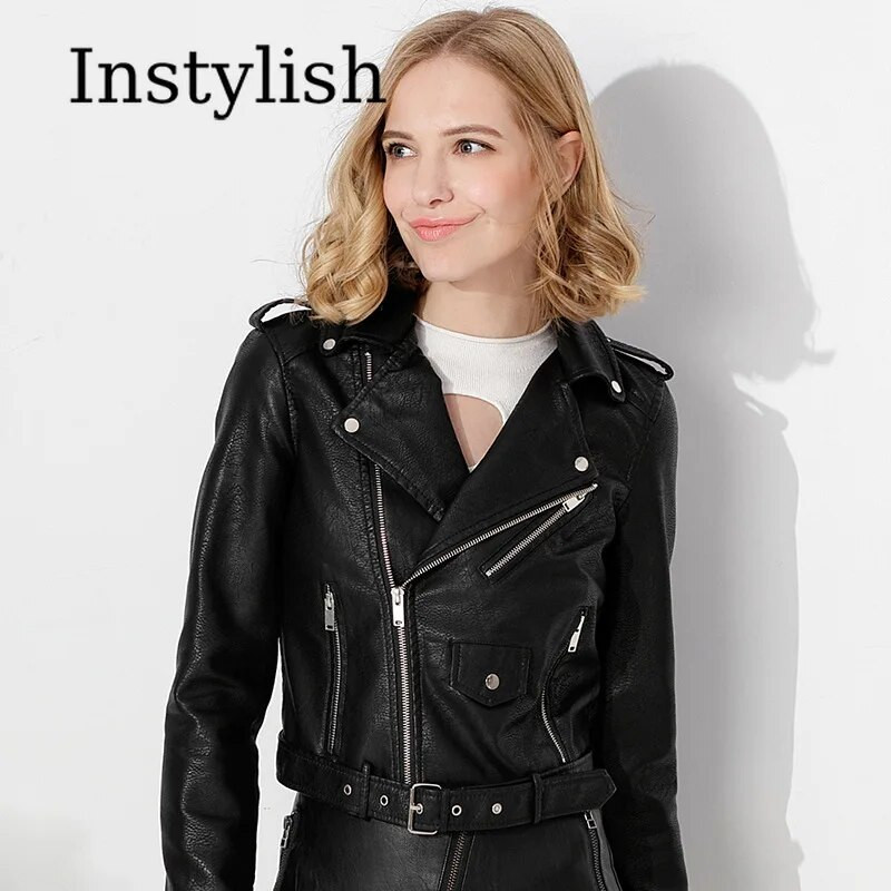 Jachetă elegantă din piele PU pentru femei, toamnă iarnă, cu mânecă lungă, cu rever, haină din piele artificială, vintage, Harajuku, cu fermoar, jachetă pentru motocicletă