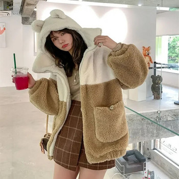 Μαλλί αρνί παλτό γυναικεία χειμωνιάτικα ρούχα y2k 2021 νέα φοιτήτρια Γιαπωνέζα μαλακό κορίτσι χαριτωμένο συν βελούδινη χοντρή με κουκούλα πουλόβερ πωλούνται