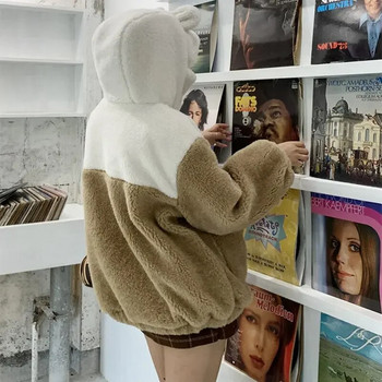Палто от агнешка вълна Дамски зимни дрехи y2k 2021 нов студент Японско меко момиче сладко плюс кадифен дебел пуловер с качулка ins продавам