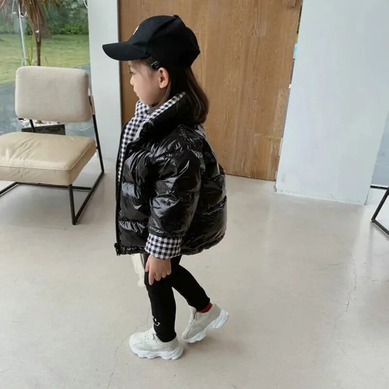 Lányok pamut párnázott kabát téli kabát új vastag gyermekruházat gyerek baba kabát Kétoldalas viselet kabát