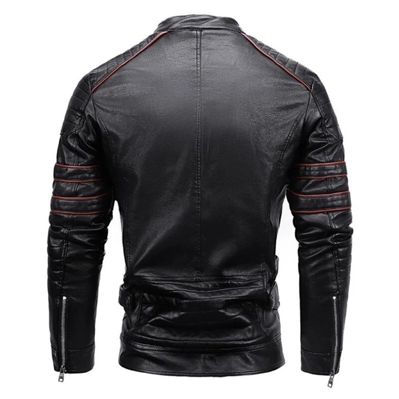 Pánska zimná fleecová taktická bunda s golierom a zipsom z PU, jesenná ležérna štíhla vetrovka, Chaquetas, motocyklová kožená bunda