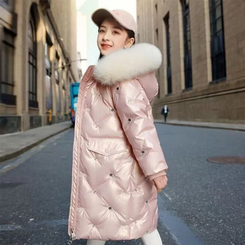 2023 Χειμερινά χοντρά βαμβακερά παλτό για κορίτσια Αδιάβροχο γούνινο γιακά μπουφάν με κουκούλα Παιδικά εξωτερικά ρούχα Εφηβική στολή χιονιού παρκά